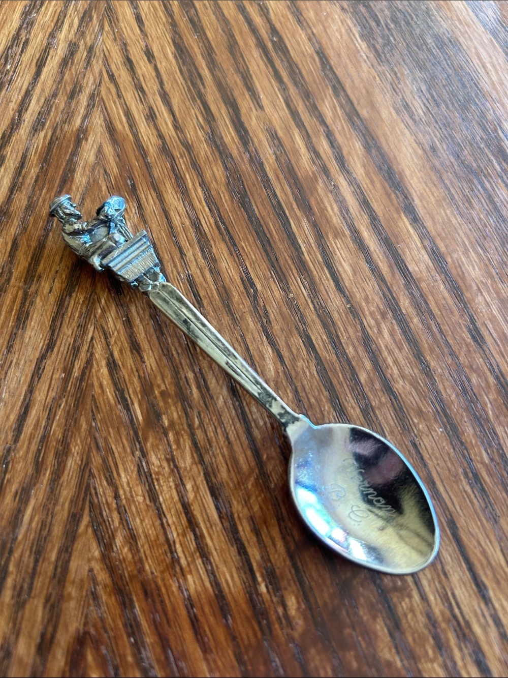 Vintage Burntwood Steel Canada Gold Panning Man Souvenir Spoon - Vernon BC